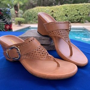 Chico’s Summer Slip On Wedge Sandal Tan in Color